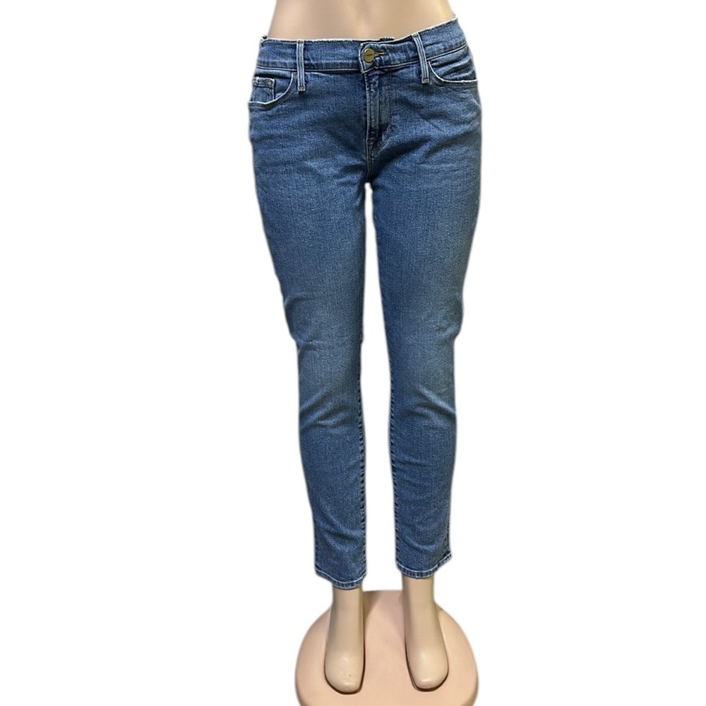 Frame Denim Le Garcon Boyfriend Cropped Medium Wash Blue Jeans Womens 28